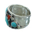 Turquoise And Coral Genuine Sterling Silver Jewelry Southwest Ring Size 5 AX82234